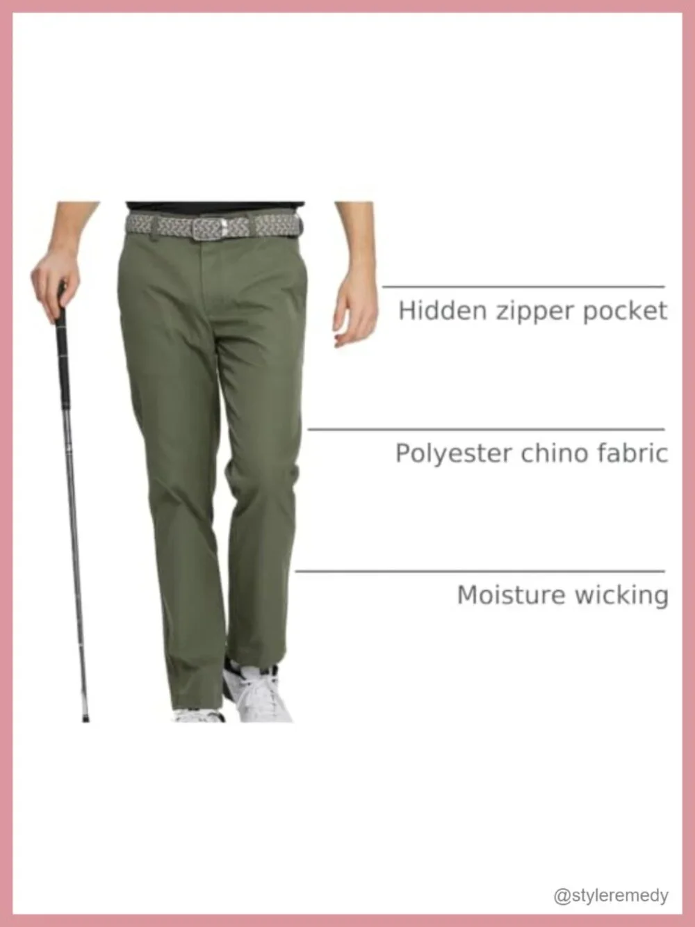 Mens Golf Pants Quick Dry Stretch 5 Pockets Water-Resistant Casual Dress Pants